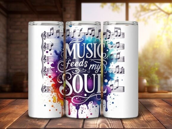 20oz Music Tumbler Wrap PNG – Printable Design for Custom Tumblers