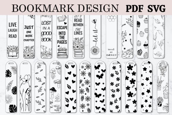 Bookmark SVG Bundle Template Outline – Customizable Designs for DIY Projects