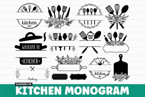 Kitchen Monogram SVG Bundle – Customizable Designs for Kitchen Decor