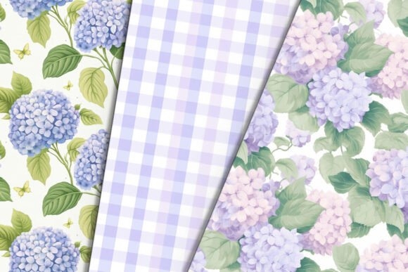 Purple Hydrangea Floral Digital Paper – Beautiful Floral Designs for DIY Projects