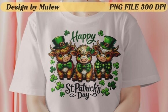 St. Patrick's Day Highland Cow PNG Design – Fun and Festive Irish Cow Graphic