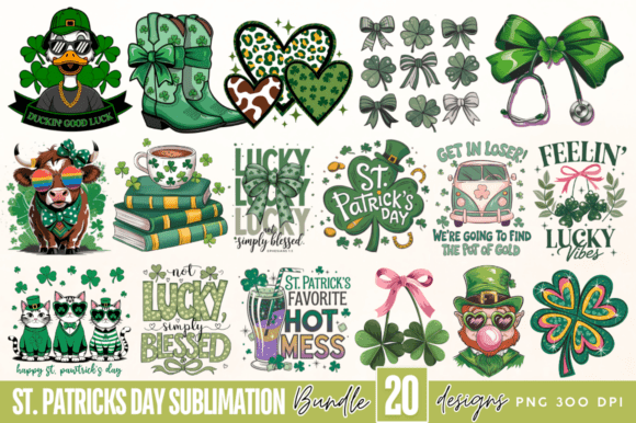 St. Patrick's Day Sublimation Bundle – Festive Designs for DIY Shirts and Gifts