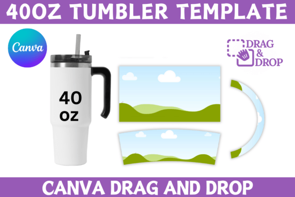 40oz Canva Tumbler Template PNG – Customizable Design Template