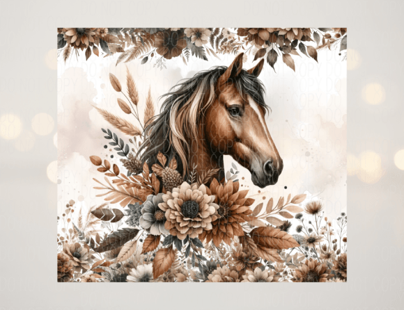 Floral Horse Boho 20oz Tumbler Wrap – Customizable Design for Stylish Tumblers