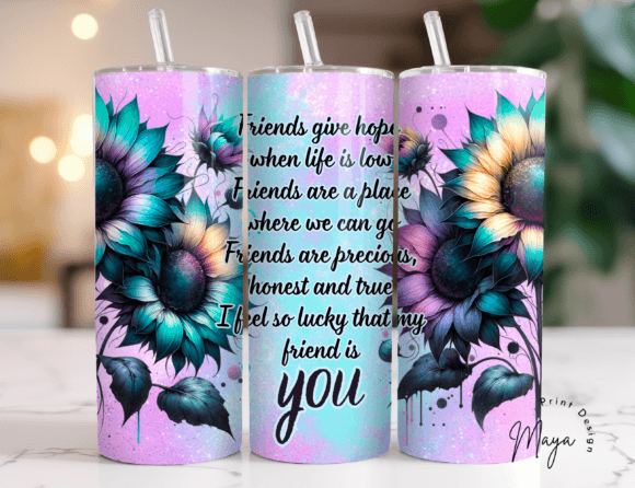 Friendship Quote 20oz Tumbler Wrap – Inspirational Design for Custom Tumblers