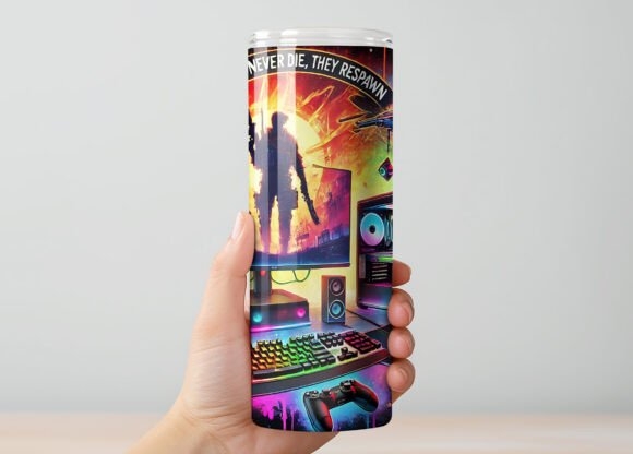 Gamer 20oz Tumbler Wrap Sublimation PNG – Custom Design for Gaming Enthusiasts