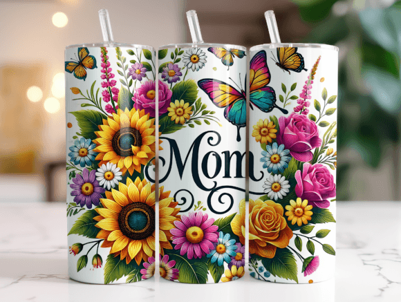 Mom 20oz Tumbler Wrap Sublimation PNG – Custom Design for Personalized Tumblers