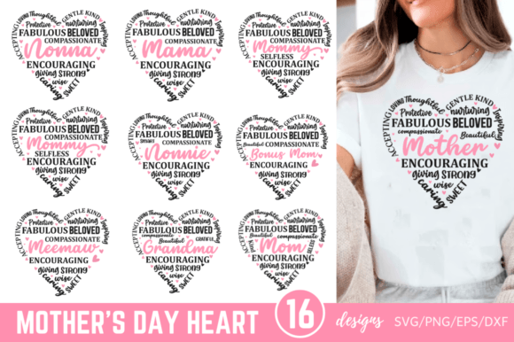 Mother's Day Heart SVG Bundle – Customizable Mom Heart Designs for Special Gifts