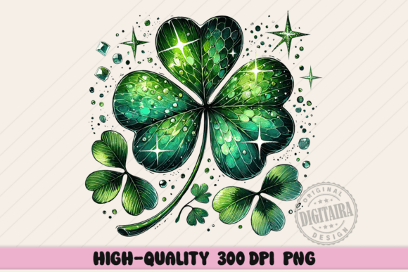 St. Patrick's Day Glitter Shamrock PNG – Sparkling Design for Custom Projects