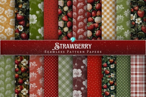 Strawberry Seamless Pattern Papers – Sweet and Vibrant Digital Paper Designs