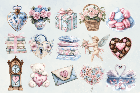 Victorian Tender Valentines Clipart – Romantic Vintage Designs for Valentine's Day