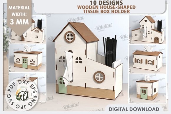 3D Tissue Boxes Laser Cut Bundle – Unique Designs for Home & Office Décor