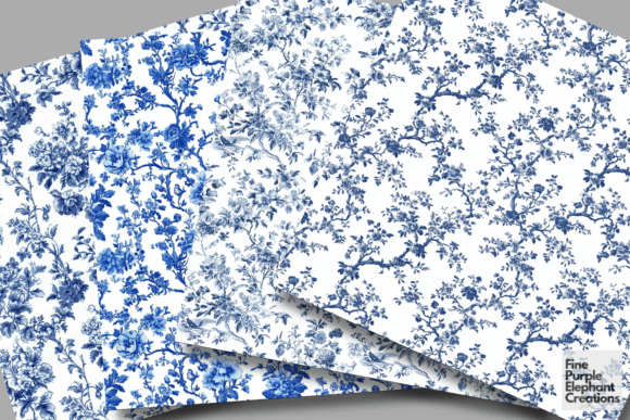 Blue Toile Elegance Chinoiserie Florals