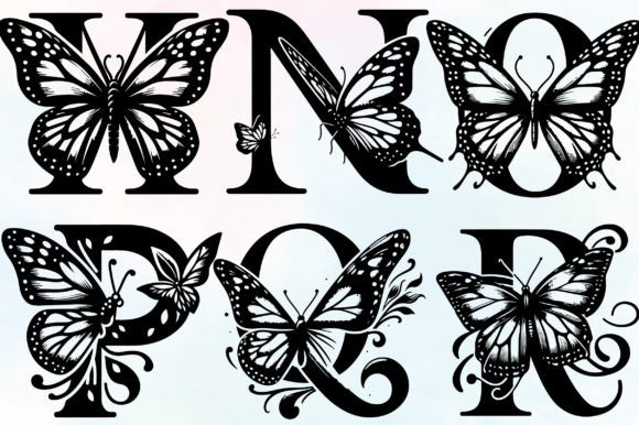 Butterfly Monogram Alphabet SVG Bundle