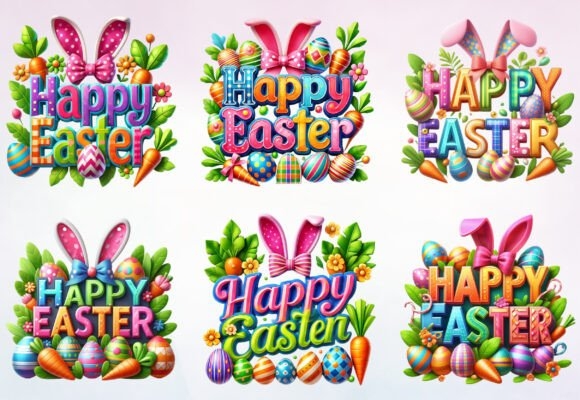 Happy Easter Png Clipart Bundle