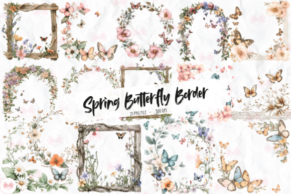 Spring Butterfly Border Clipart